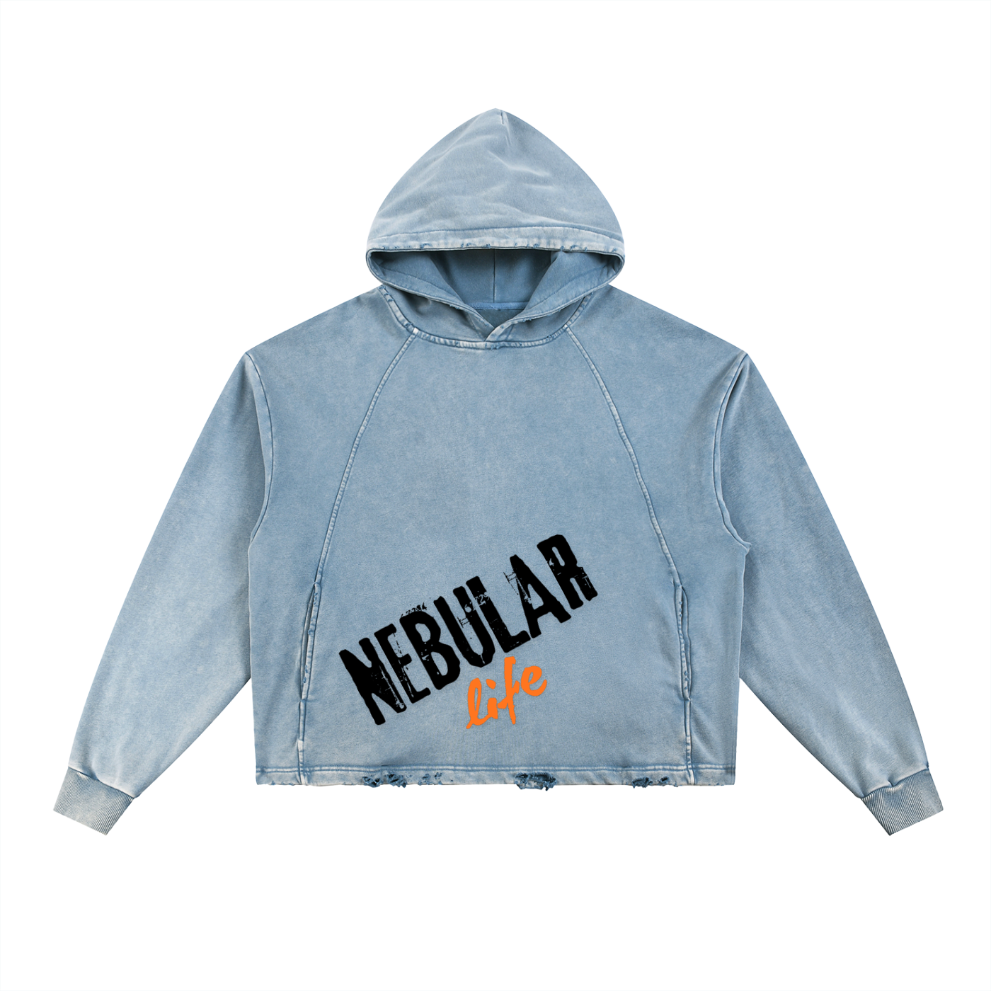 Nebular Life Frayed-Hem Hoodie