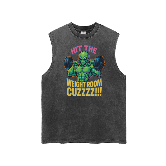 Nebular Weight Room Frayed Hem Tank Top